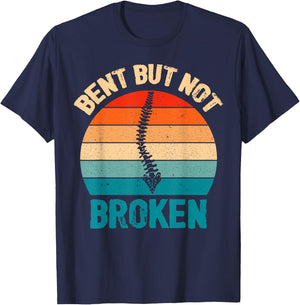 Bent Not Broken Retro Scoliosis Awareness Recovery Novelty T-Shirt - T-Shirt | Navy