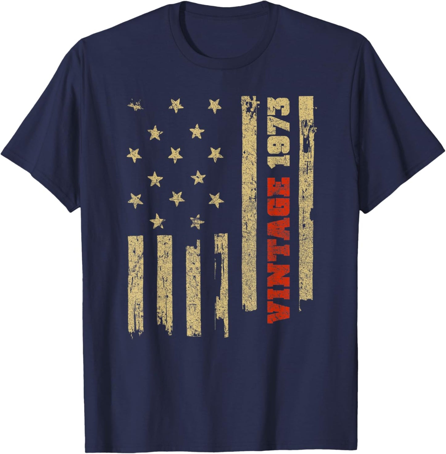 Vintage 1973 Old Glory American Flag 50th Birthday Women Men T-Shirt - T-Shirt | Navy
