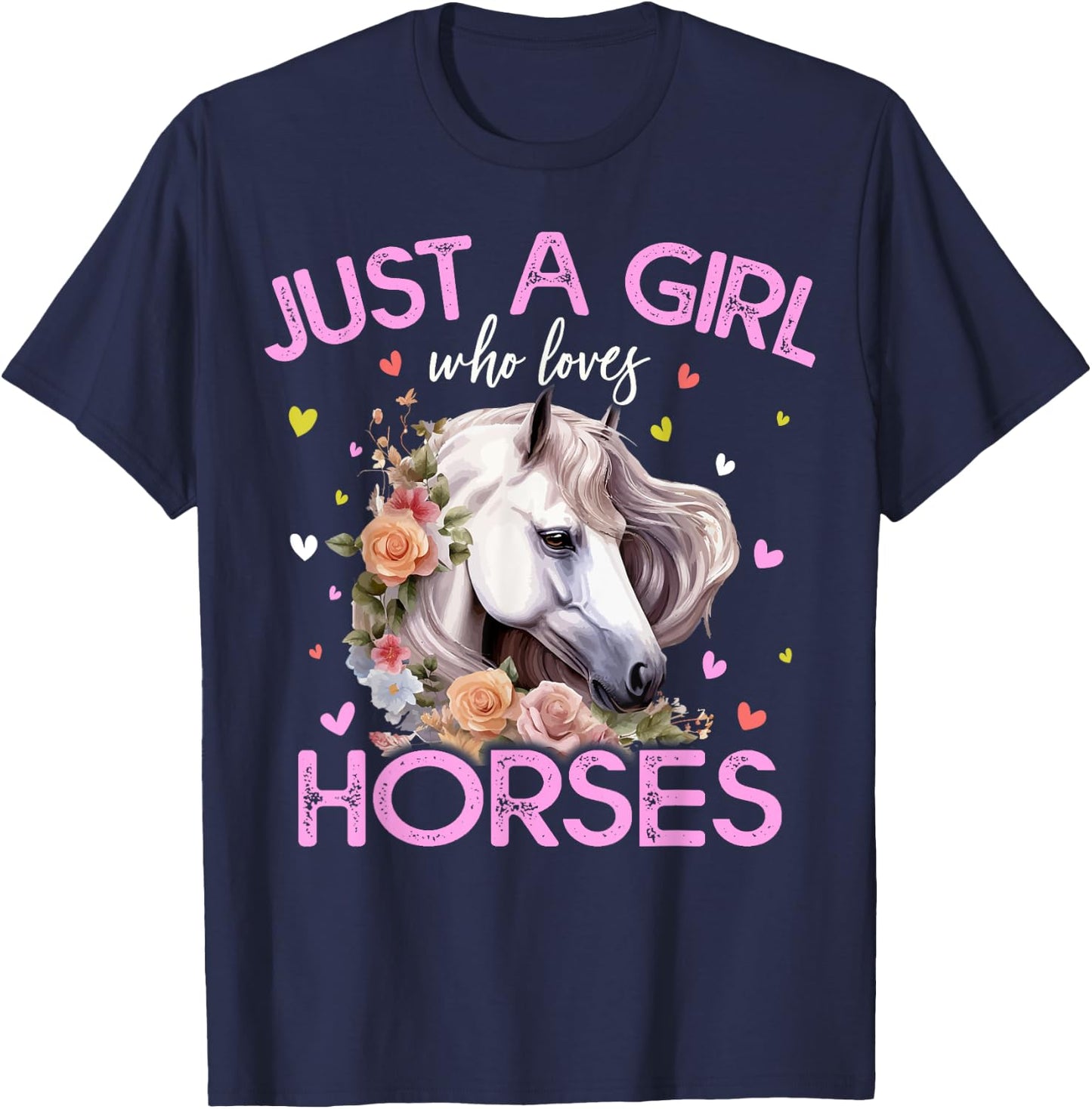 Just A Girl Who Loves Horses Girls T-Shirt - T-Shirt | Navy