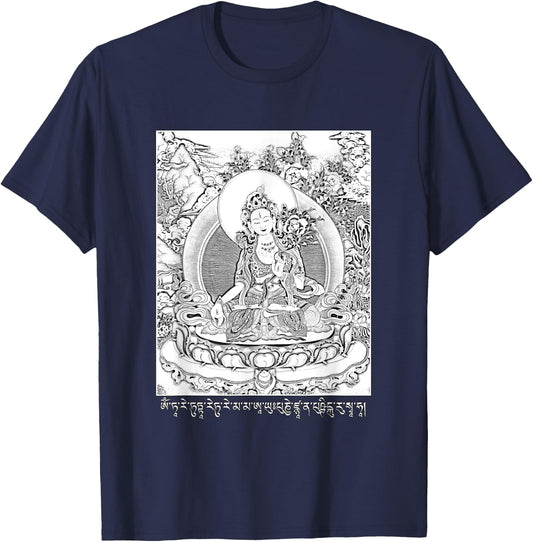 White Tara Tibetan Goddess Buddhism T-Shirt - T-Shirt | Navy