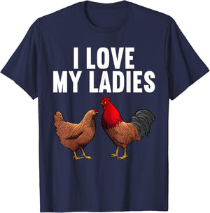 Cool Chicken Art Women Dad Rooster Chicken Farmer T-Shirt - T-Shirt | Navy