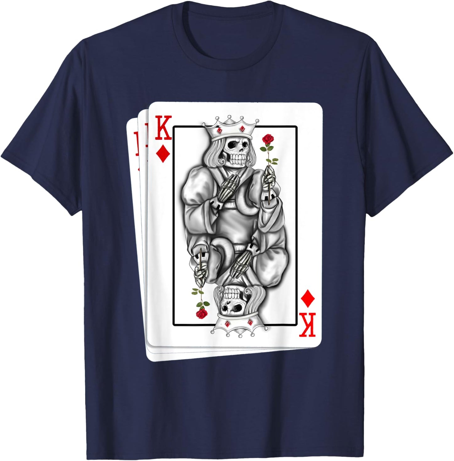 Checked King Poker Card I Playing Card Ace Costume Cards T-Shirt - T-Shirt | Navy