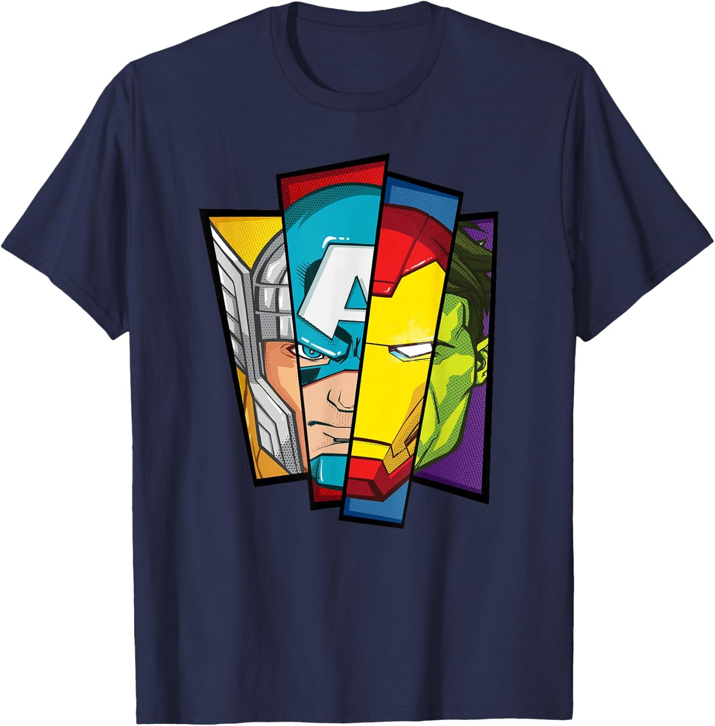 Marvel Avengers Assemble Faces of Super Heroism T-Shirt - T-Shirt | Navy