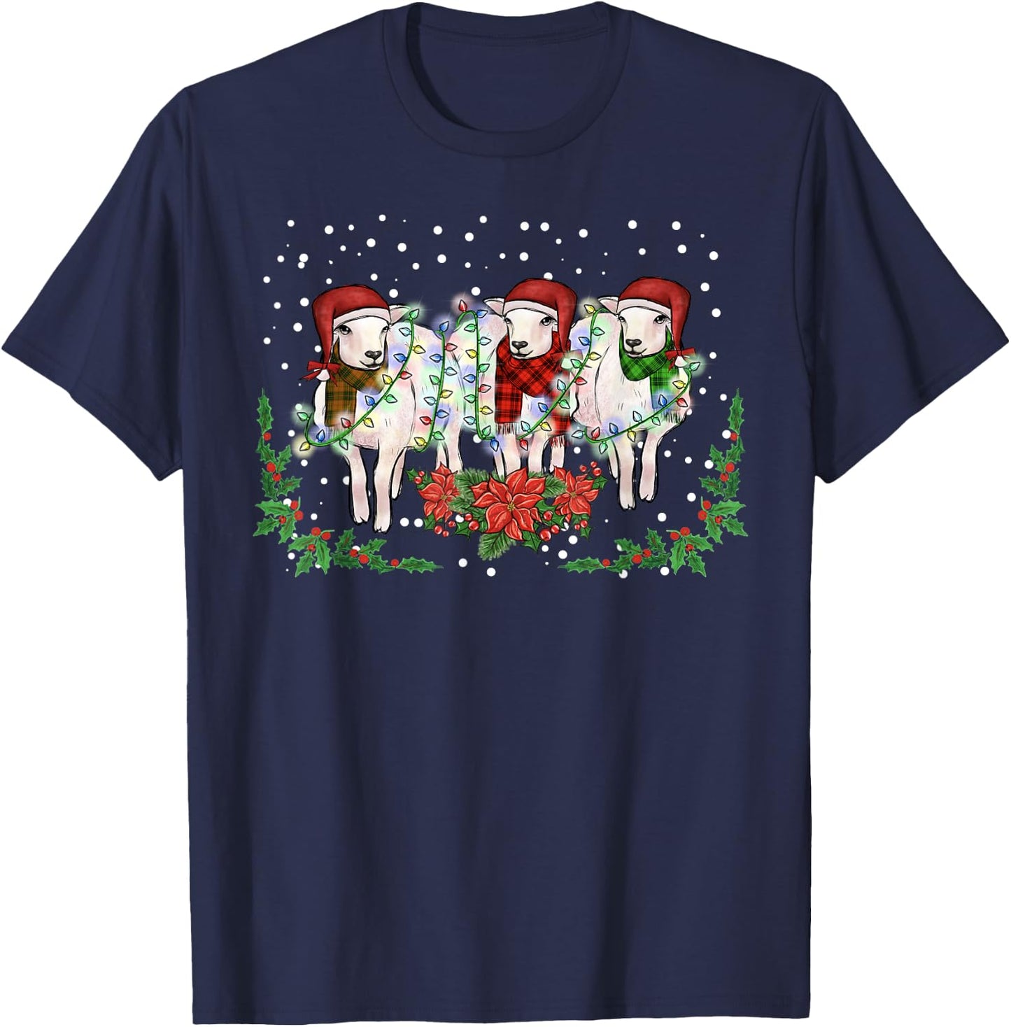Sheep Pajama Santa Farm Animal Farmer Sheep Christmas T-Shirt - T-Shirt | Navy