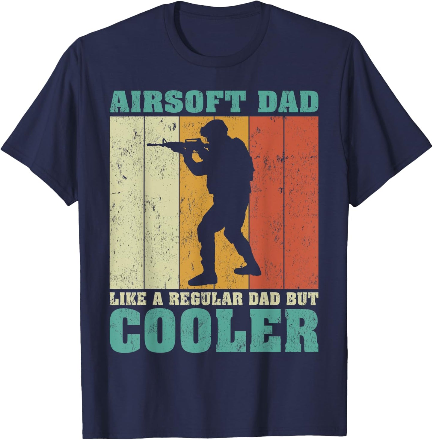 Vintage Retro Airsoft Dad Like A Regular Dad Father's Day T-Shirt - T-Shirt | Navy