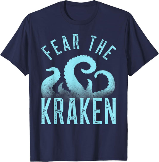 Fear The Kraken. Vintage Kraken Tentacles. Octopus Kraken T-Shirt - T-Shirt | Navy