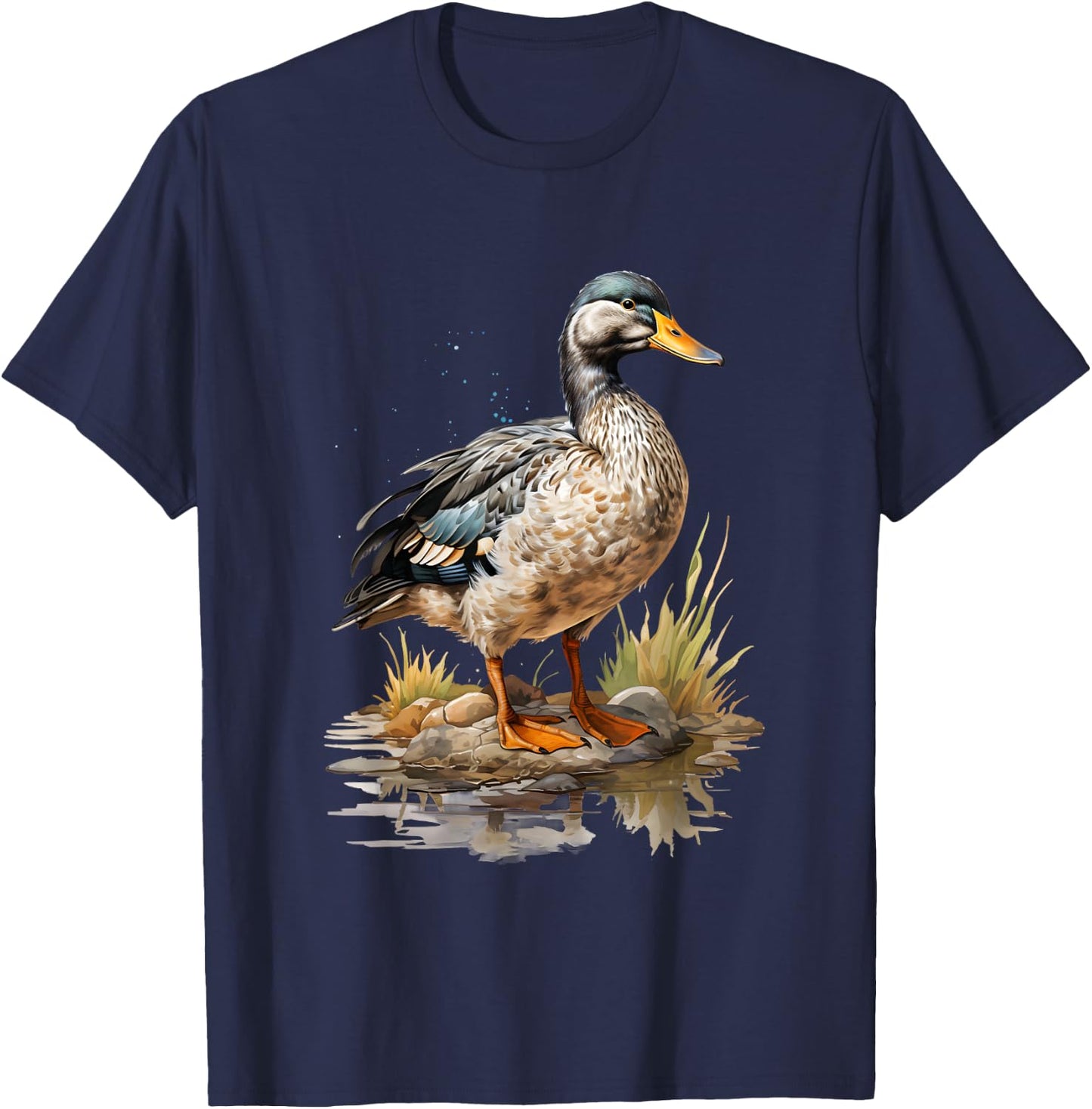 Mallard Duck Gift Realistic Nature Fleeting T-Shirt - T-Shirt | Navy