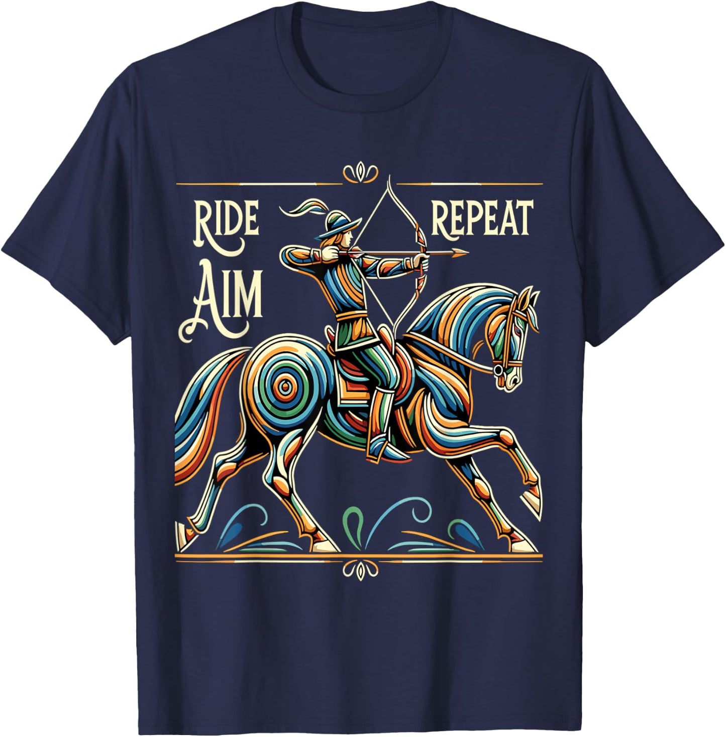 Horse Archer Tournament Mounted Archery T-Shirt - T-Shirt | Navy