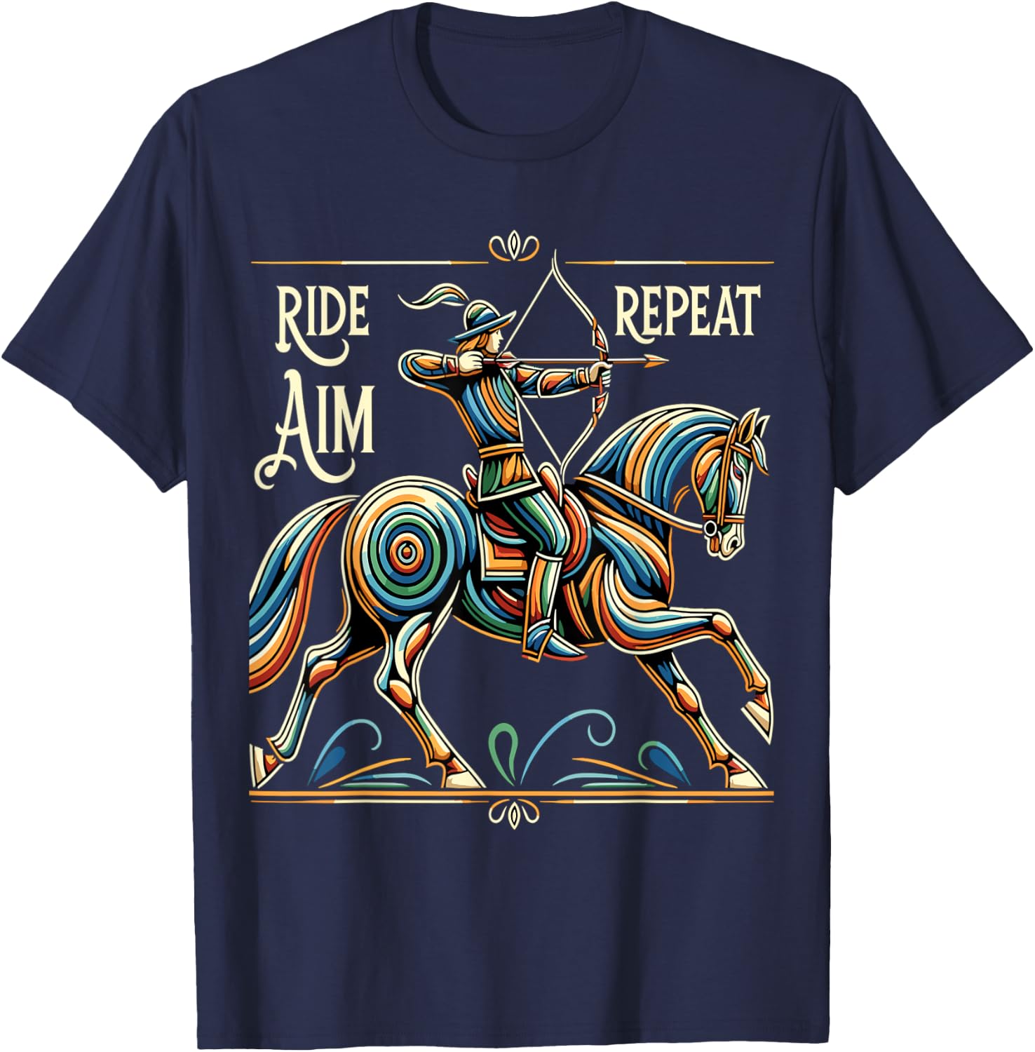 Horse Archer Tournament Mounted Archery T-Shirt - T-Shirt | Navy