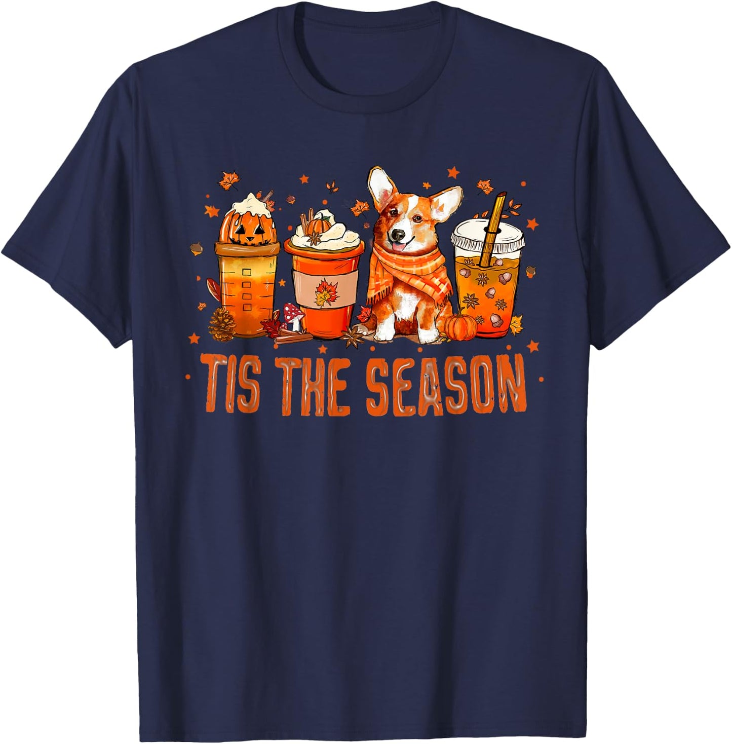 Tis The Season Pumpkin Spice Latte Halloween Fall Coffee T-Shirt - T-Shirt | Navy