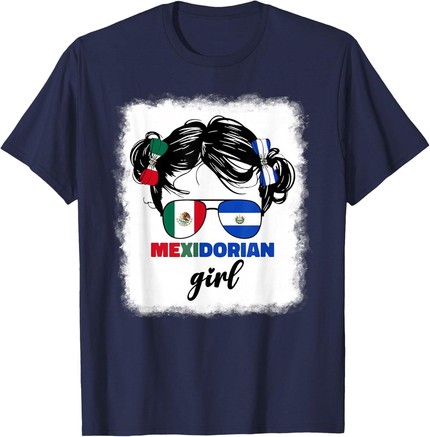 Half Mexican And Salvadorian Mexico El Salvador Girl Kids T-Shirt - T-Shirt | Navy