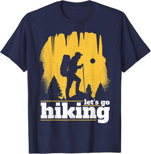Hiking & Trekking. Let's go hiking. T-Shirt - T-Shirt | Navy