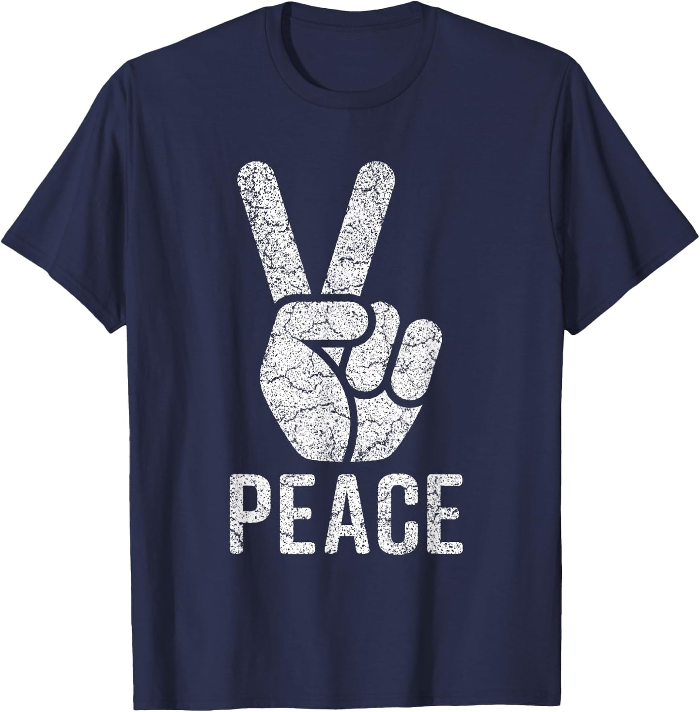 Peace Sign Shirt Women Men Kids Vintage 60s 70s Hippie Gift T-Shirt - T-Shirt | Navy