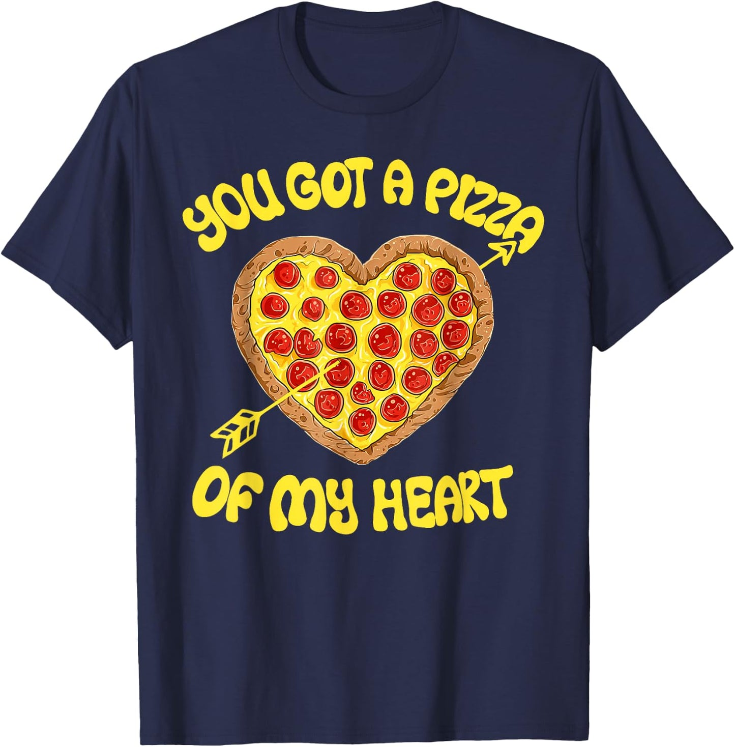 Pizza Heart Lover Funny Valentines Matching Couple Men Boys T-Shirt - T-Shirt | Navy