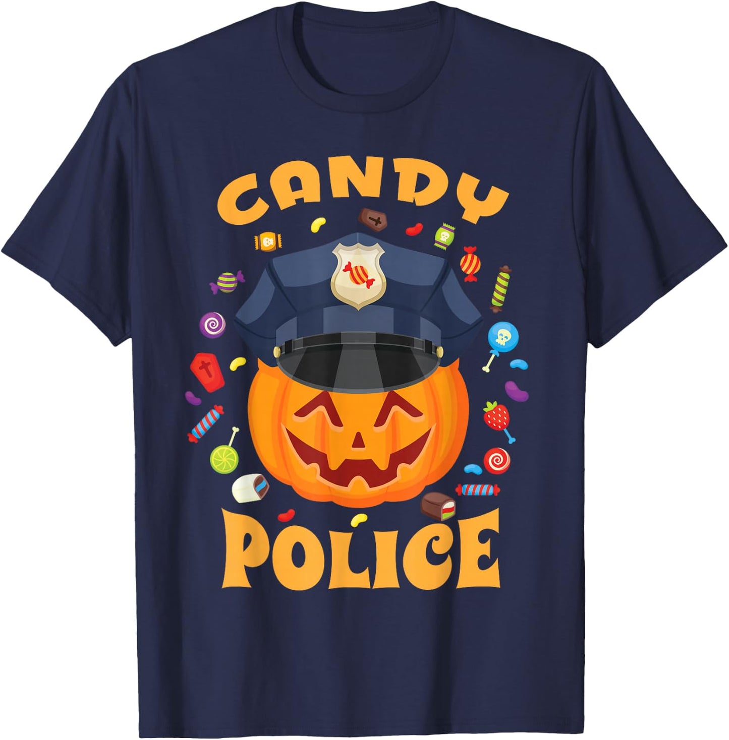 Candy Police Halloween Party Costume Security Funny T-Shirt - T-Shirt | Navy