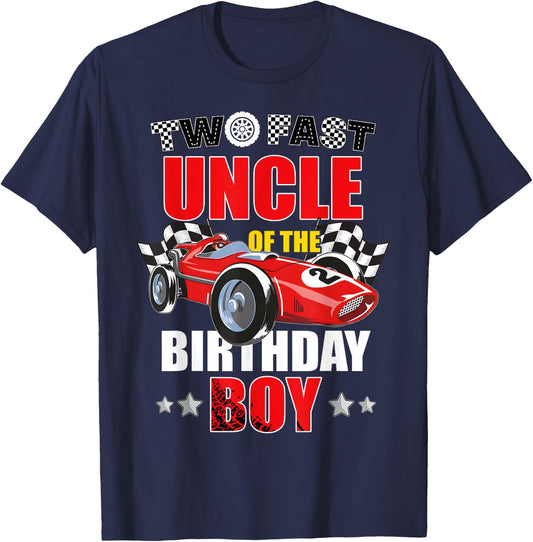 Two Fast Birthday Racing Car Uncle Of The Birthday Boy T-Shirt - T-Shirt | Navy