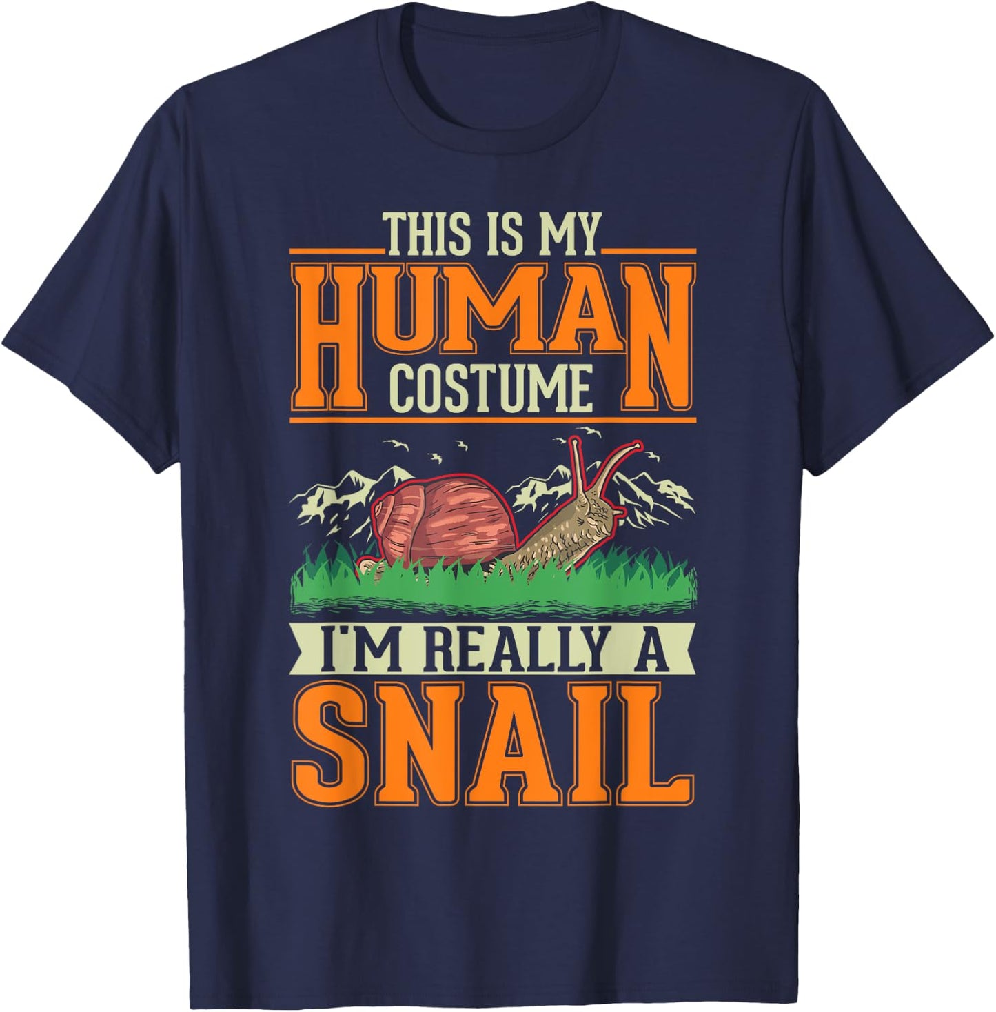 Snail Human Costume Halloween Snail T-Shirt - T-Shirt | Navy
