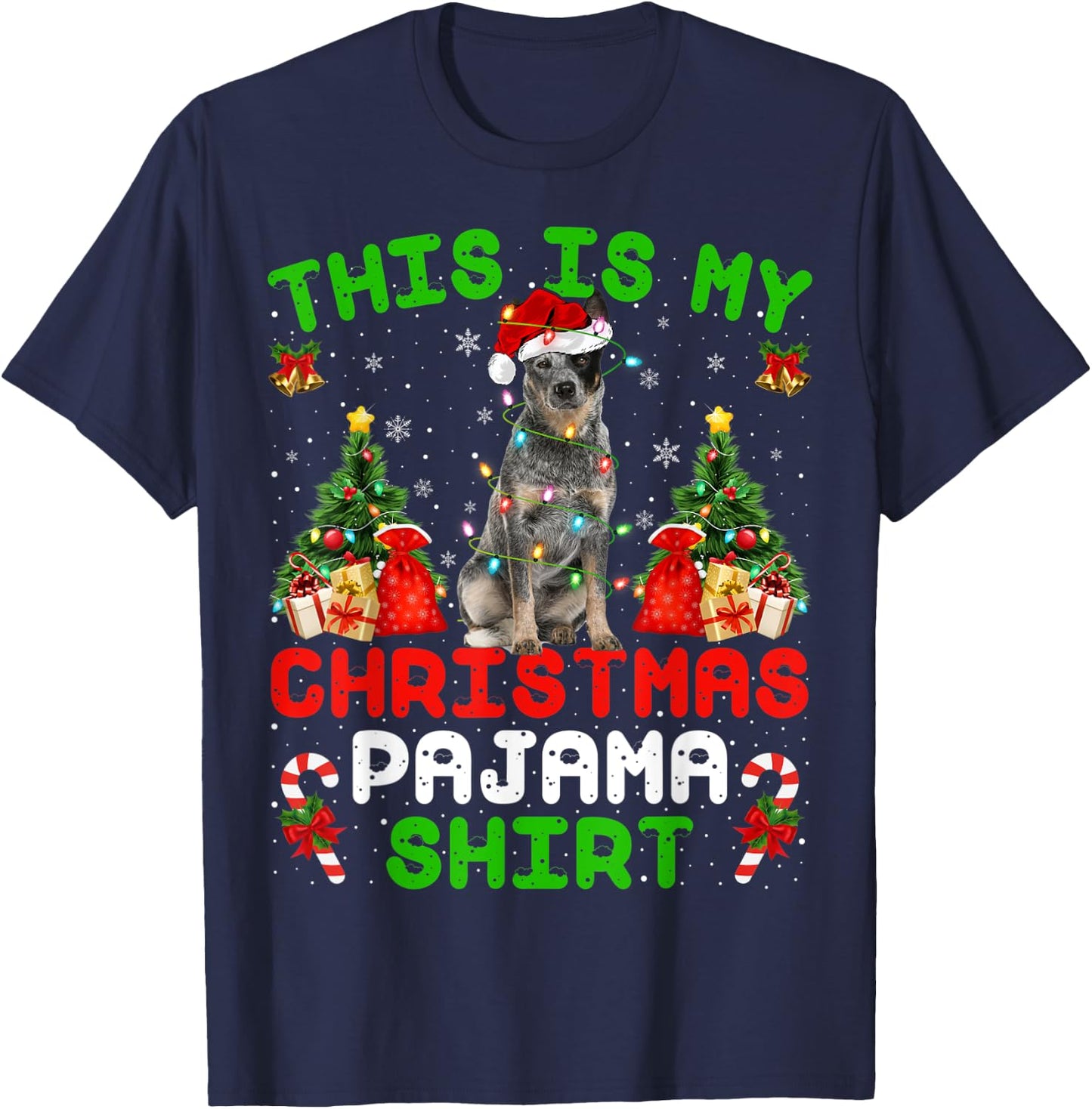 This Is My Christmas Pajama Shirt Blue Heeler Dog Christmas T-Shirt - T-Shirt | Navy