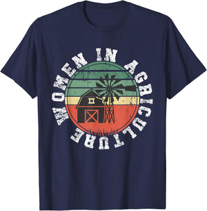 Women in Agriculture AG Vintage Support Farming Retro Female T-Shirt - T-Shirt | Navy
