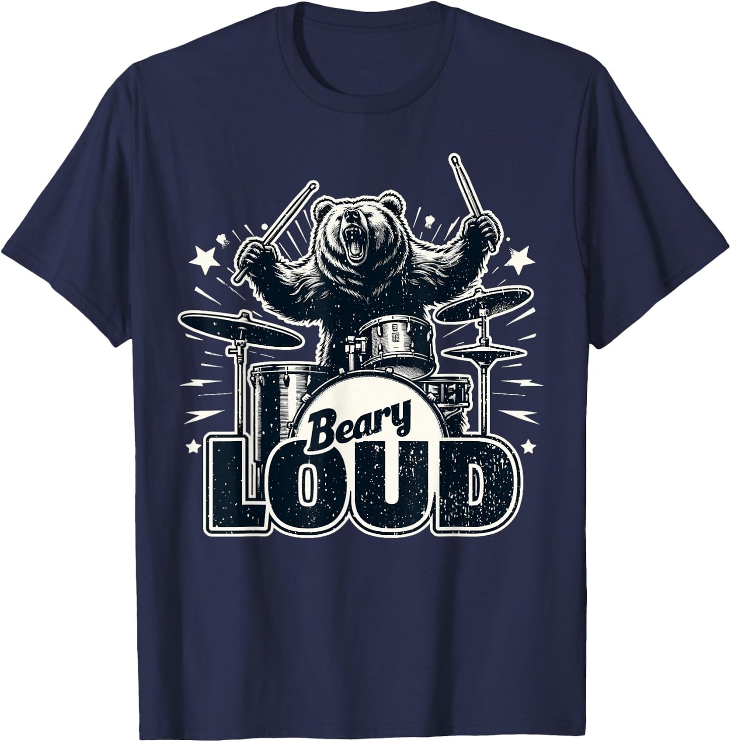 Drumming Bear Drummer T-Shirt - T-Shirt | Navy