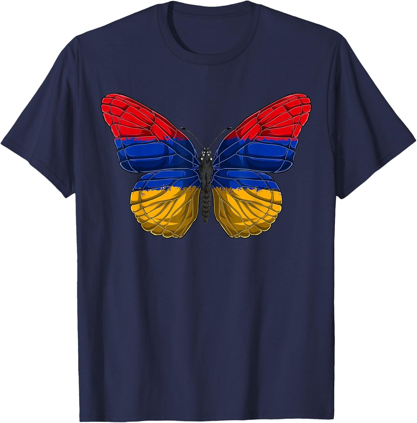 Armenia Butterfly Shirt Patriotic Armenian Flag T-Shirt - T-Shirt | Navy