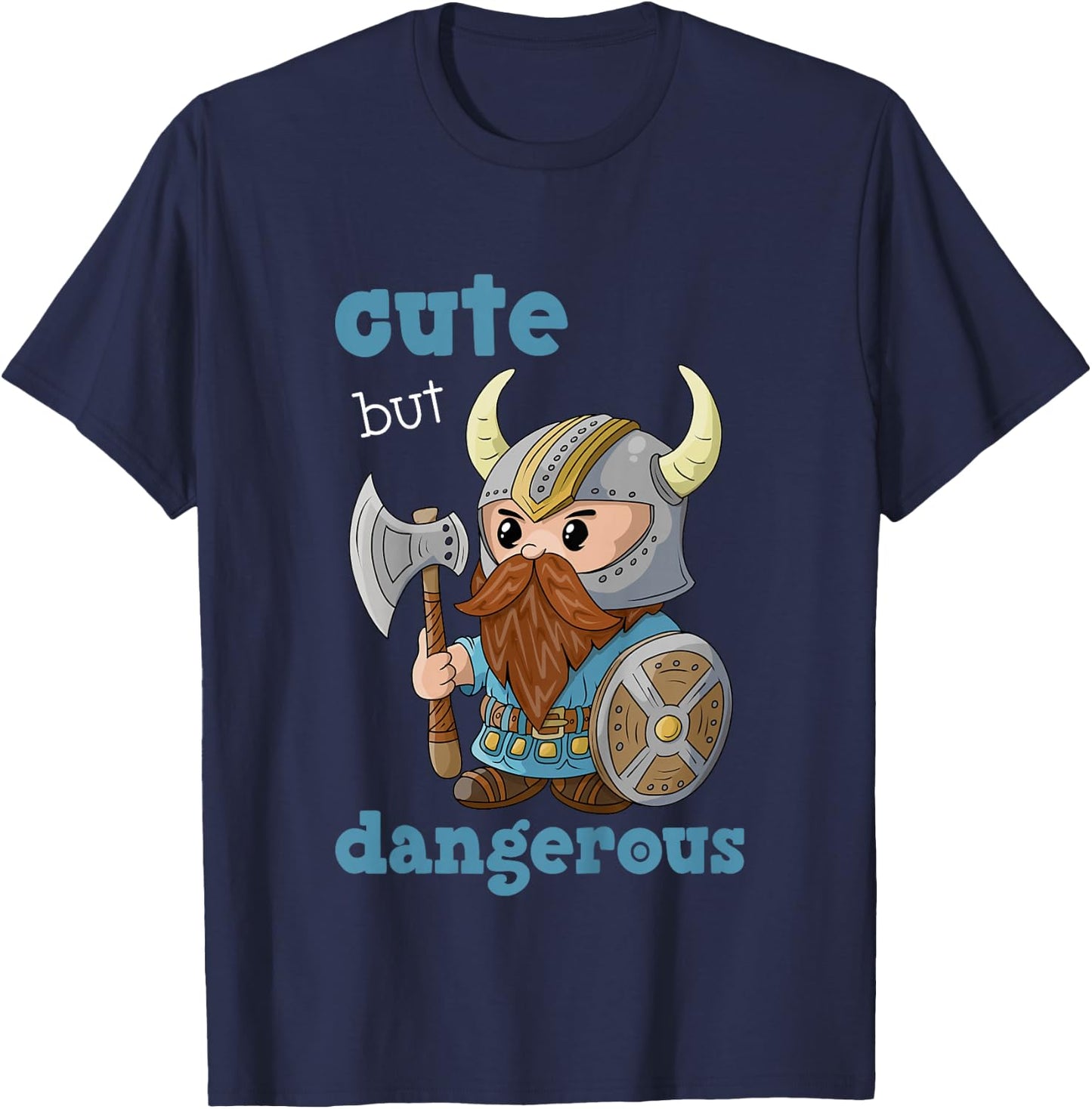 Cute But Dangerous Birthday Boys Viking Warrior, Boys Knight T-Shirt - T-Shirt | Navy