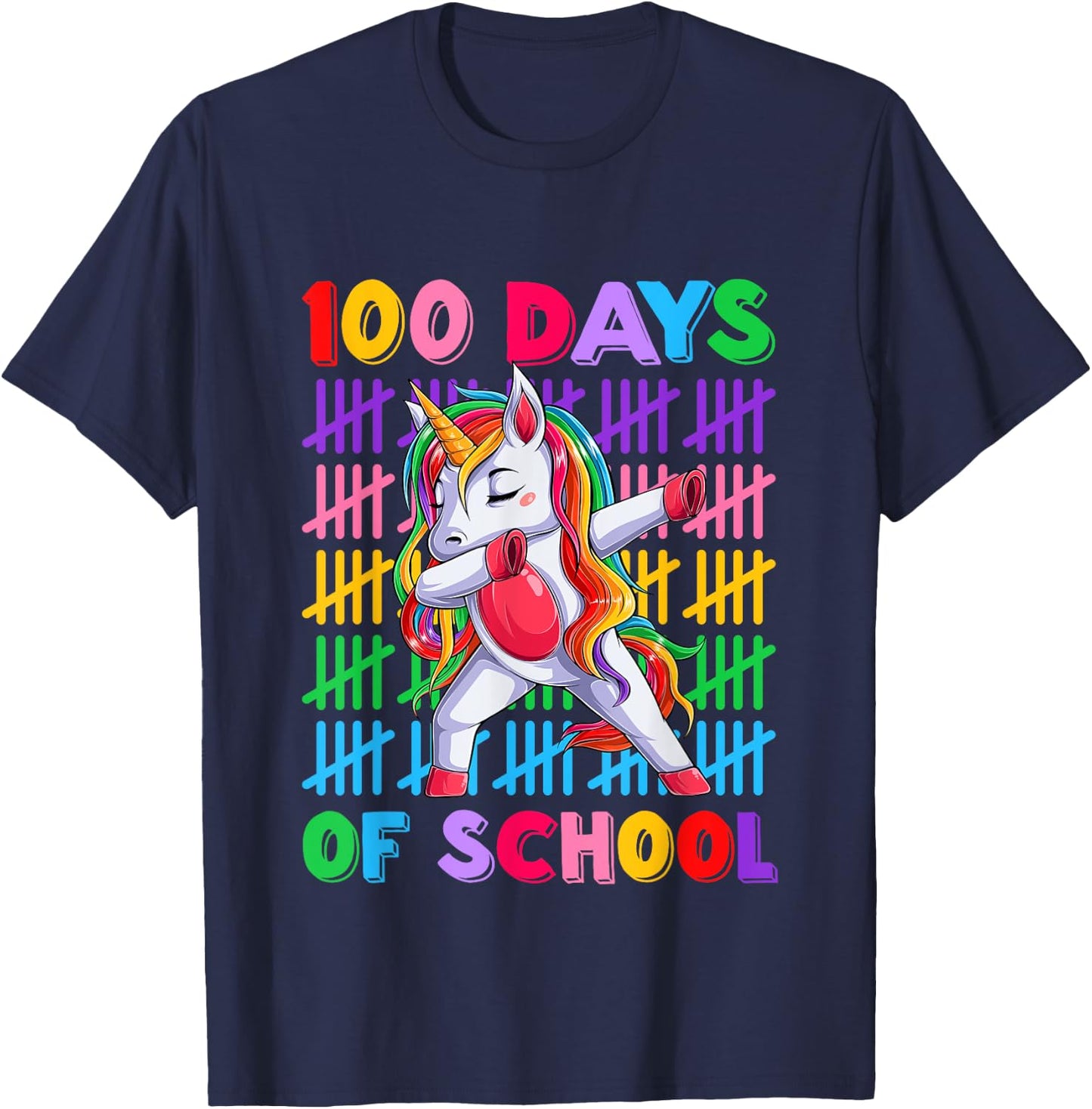 100th Day Teacher Kids Costume Unicorn 100 Days Of School T-Shirt - T-Shirt | Navy