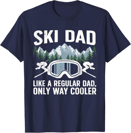 Funny Skiing Design For Dad Men Skier Winter Sport Lovers T-Shirt - T-Shirt | Navy
