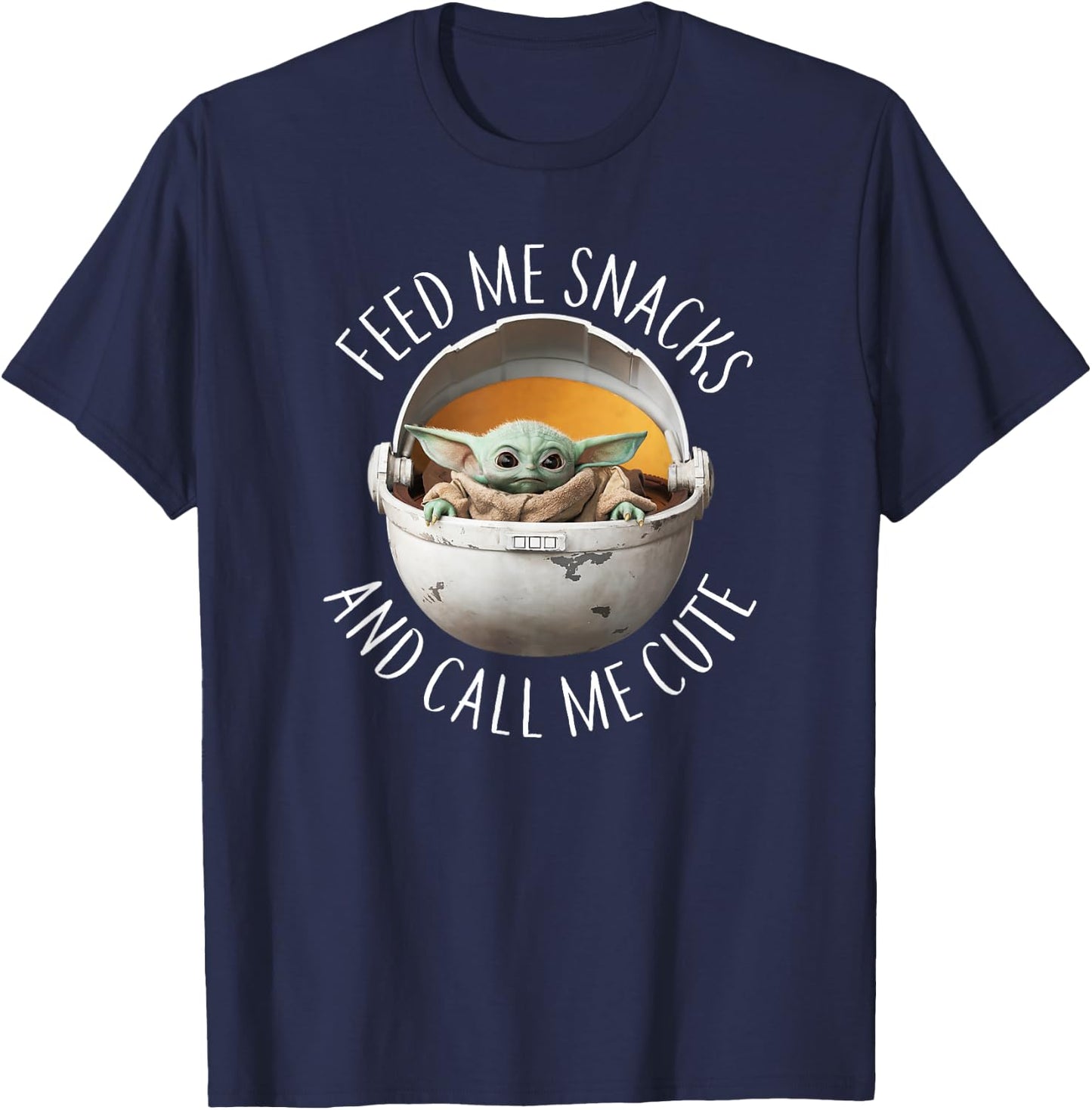 Star Wars: The Mandalorian Grogu Feed Snacks & Call Me Cute T-Shirt - T-Shirt | Navy