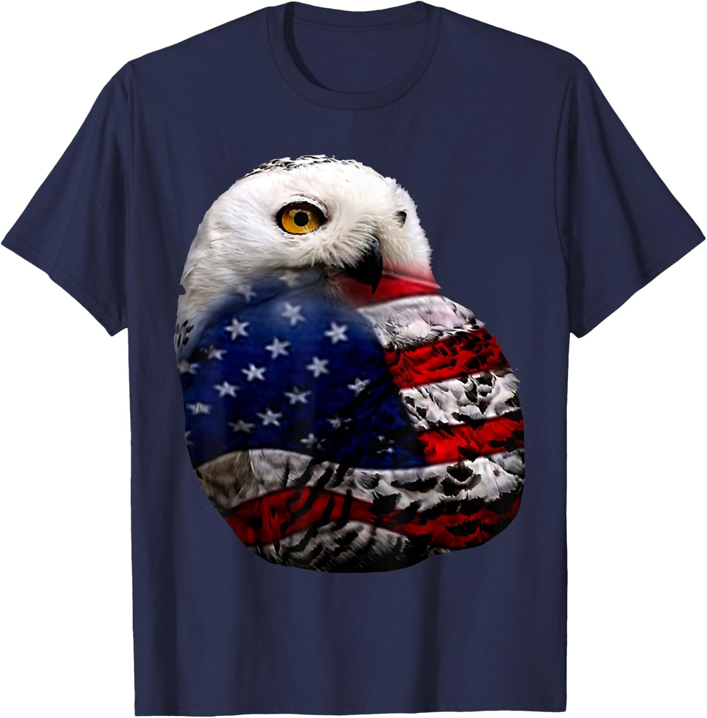 Owl flag outfit owl lovers bird lovers 4th of July T-Shirt - T-Shirt | Navy