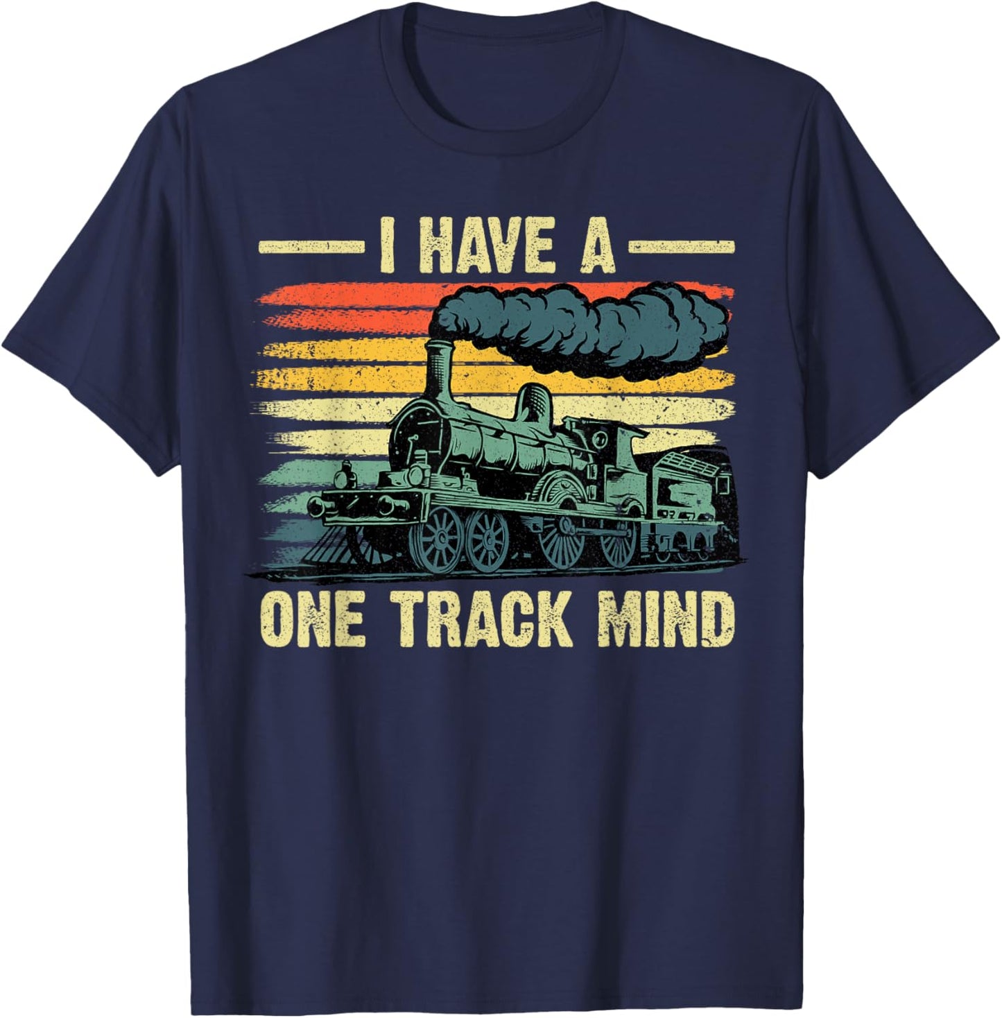 Train Gift Adult Train Lover Accessories & Stuff -Kids Kids Black Small Funny Train Art Women Kids Toddlers Railroad Lovers T-Shirt - T-Shirt | Navy