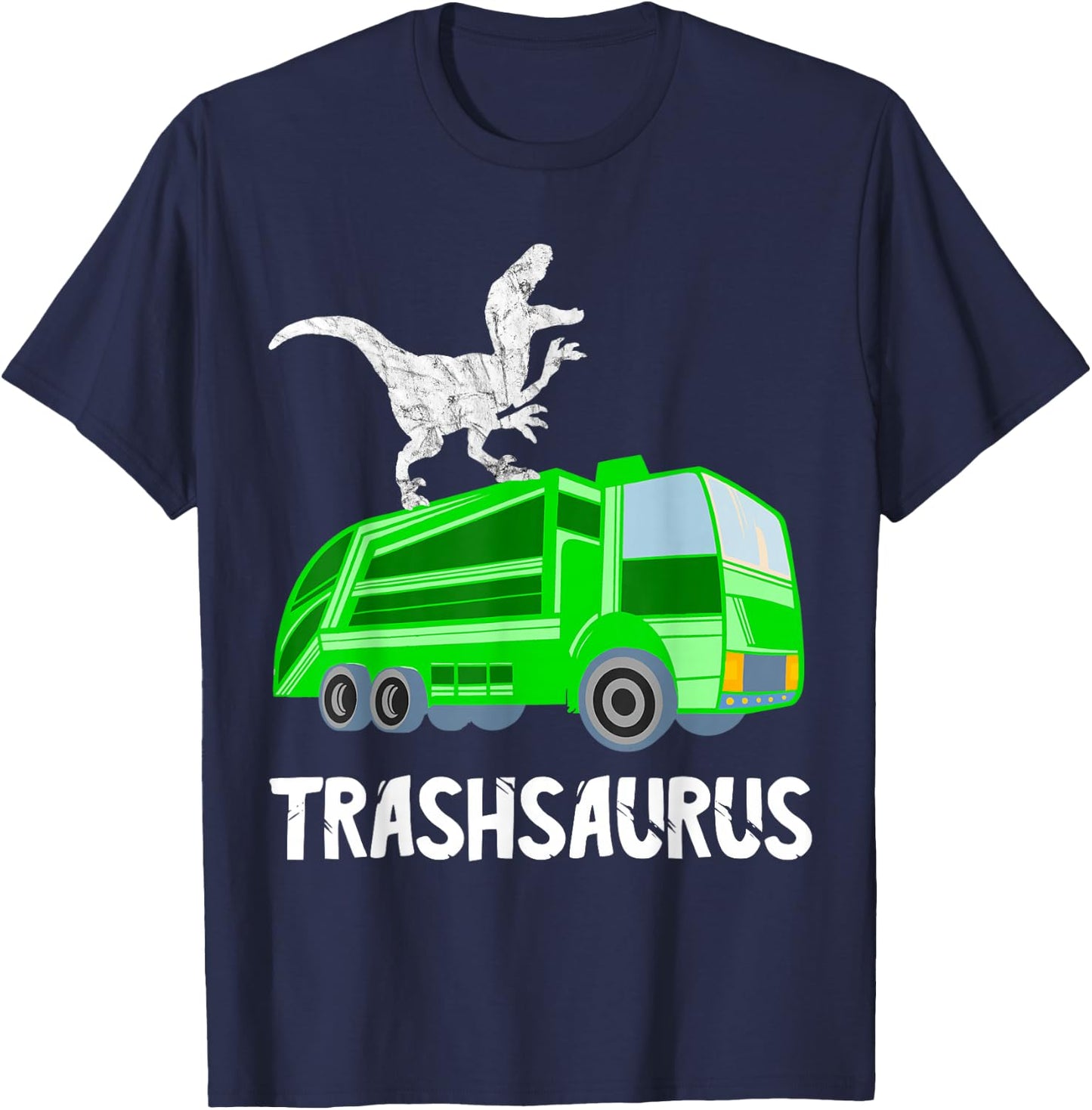Rubbish Dinosaur City Cleaning Rubbish Vehicle Garbage Truck Driver T-Shirt - T-Shirt | Navy
