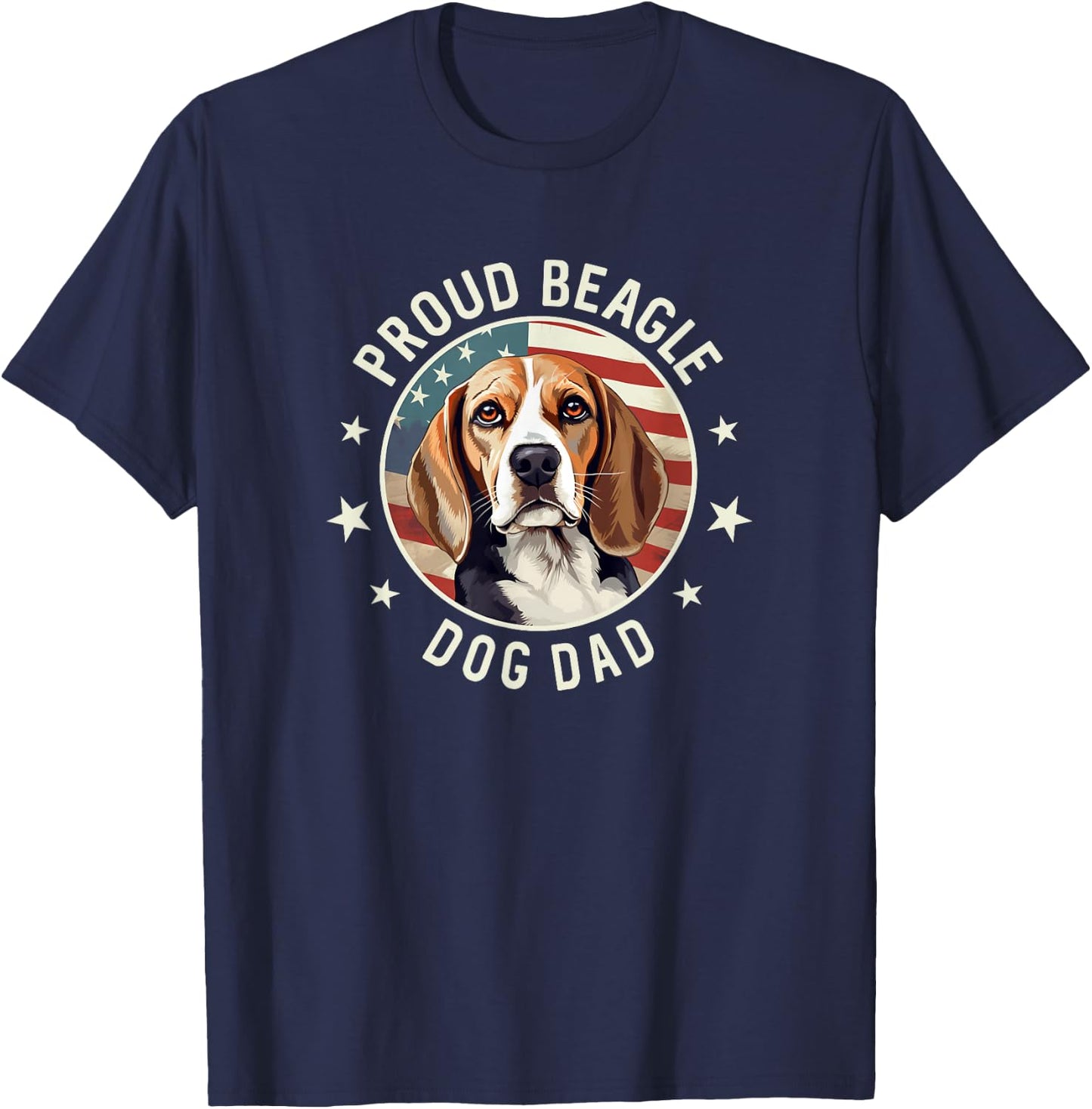 Beagle Gifts American Flag Proud Beagle Dog Dad T-Shirt - T-Shirt | Navy