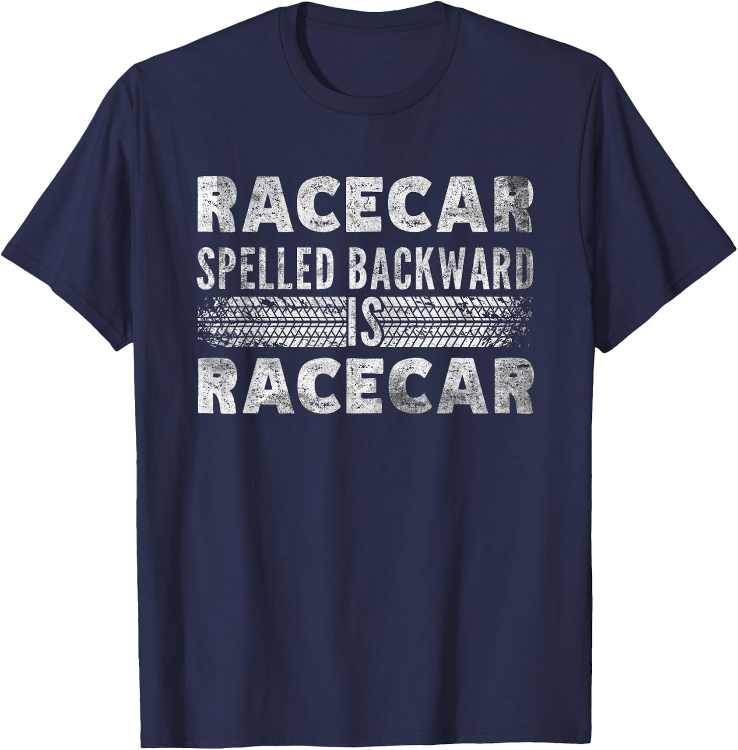 Racecar Spelled Backward is Racecar Grunge Mechanics T-Shirt - T-Shirt | Navy