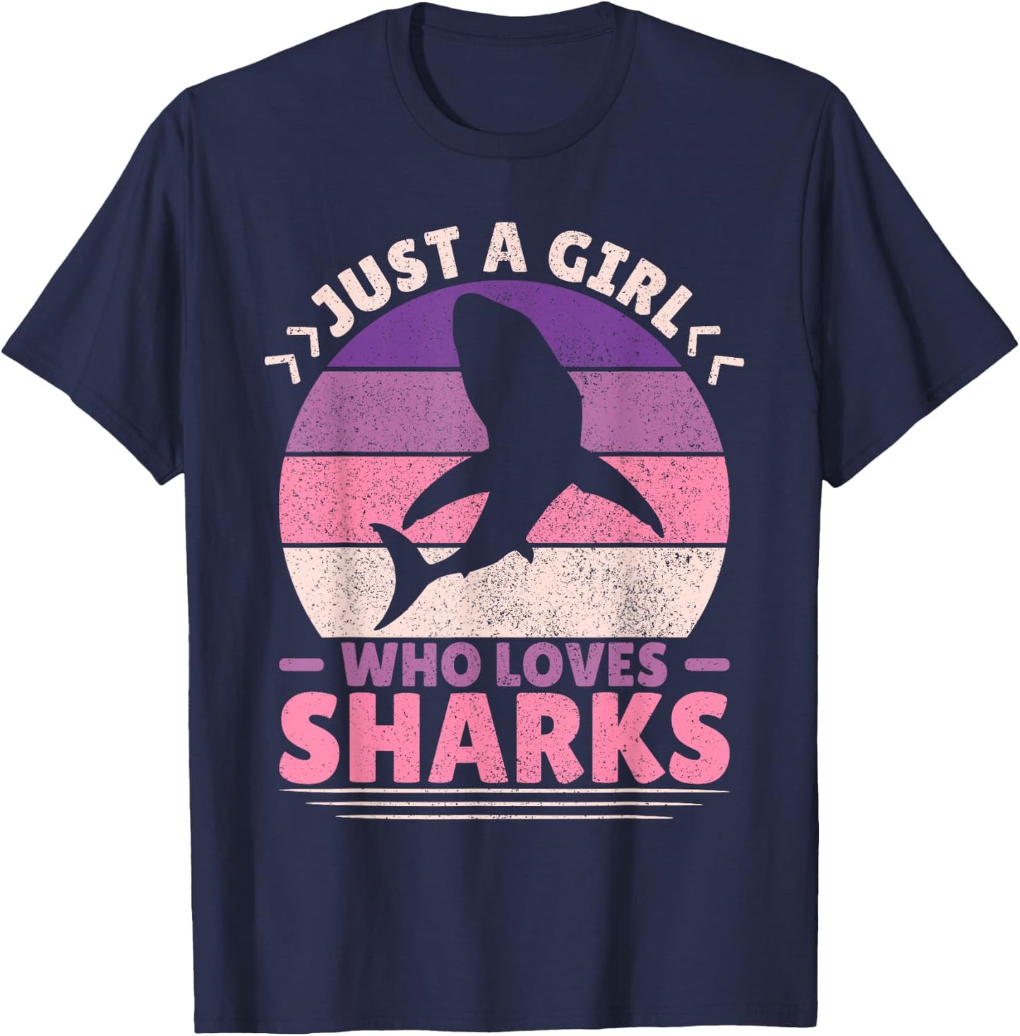 Just A Girl Who Loves Sharks Lover Shark Stuff Funny Shark T-Shirt - T-Shirt | Navy