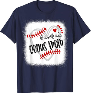 Personalized Baseball Heart Cute Bonus Mom Women T-Shirt - T-Shirt | Navy