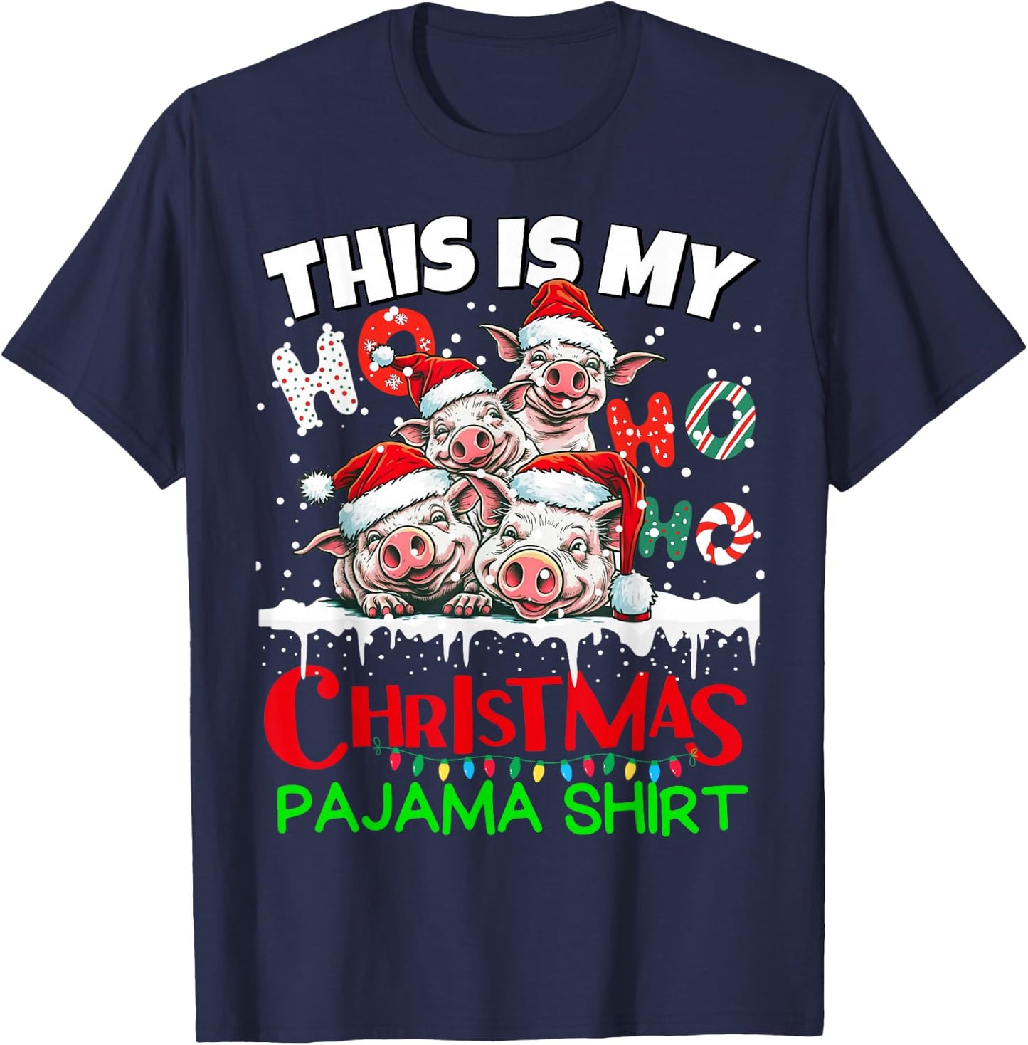 This is my Christmas Pajama shirt Pigs Santa for Kids T-Shirt - T-Shirt | Navy