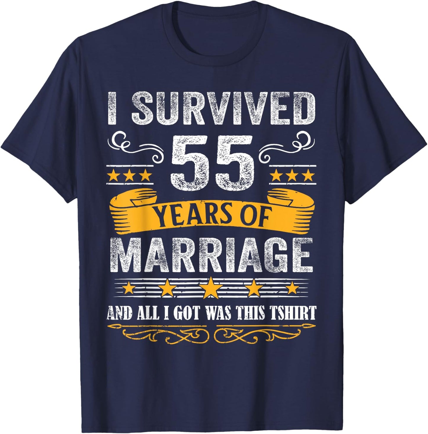 55th Wedding Anniversary shirt Couples Husband Wife 55 Years T-Shirt - T-Shirt | Navy