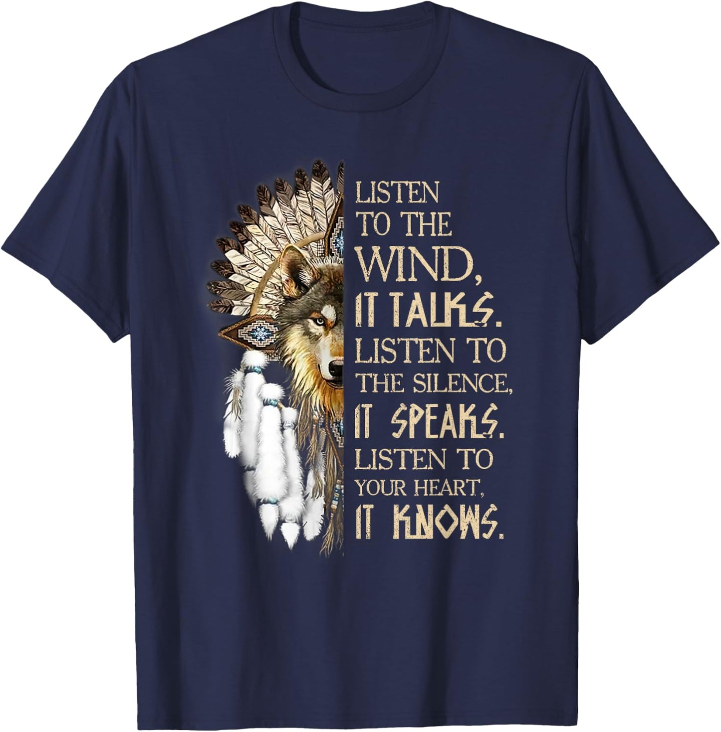 Listen to The Wind Eagle Native American T-Shirt - T-Shirt | Navy