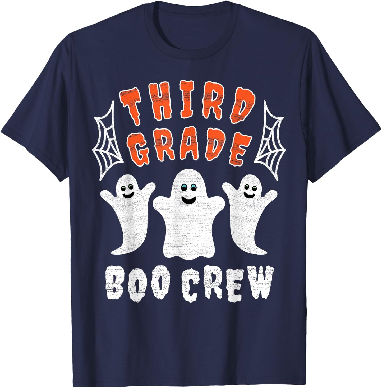 Third Grade Teacher Student Gift | Halloween Ghost Boo Crew Men Women Kids T-Shirt - T-Shirt | Navy