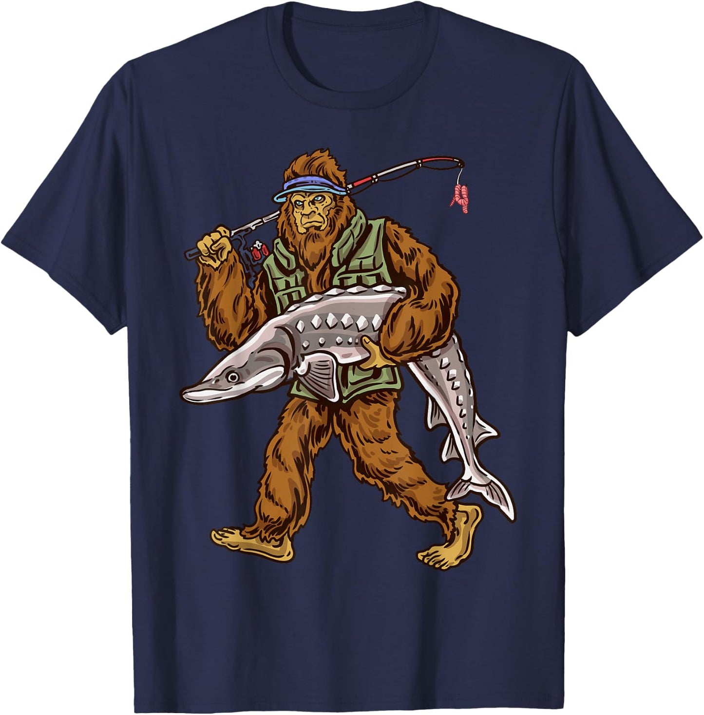 Northern Outdoors Sturgeon Collection Men's Black Sturgeon Fishing Bigfoot Hunting T-Shirt - T-Shirt | Navy