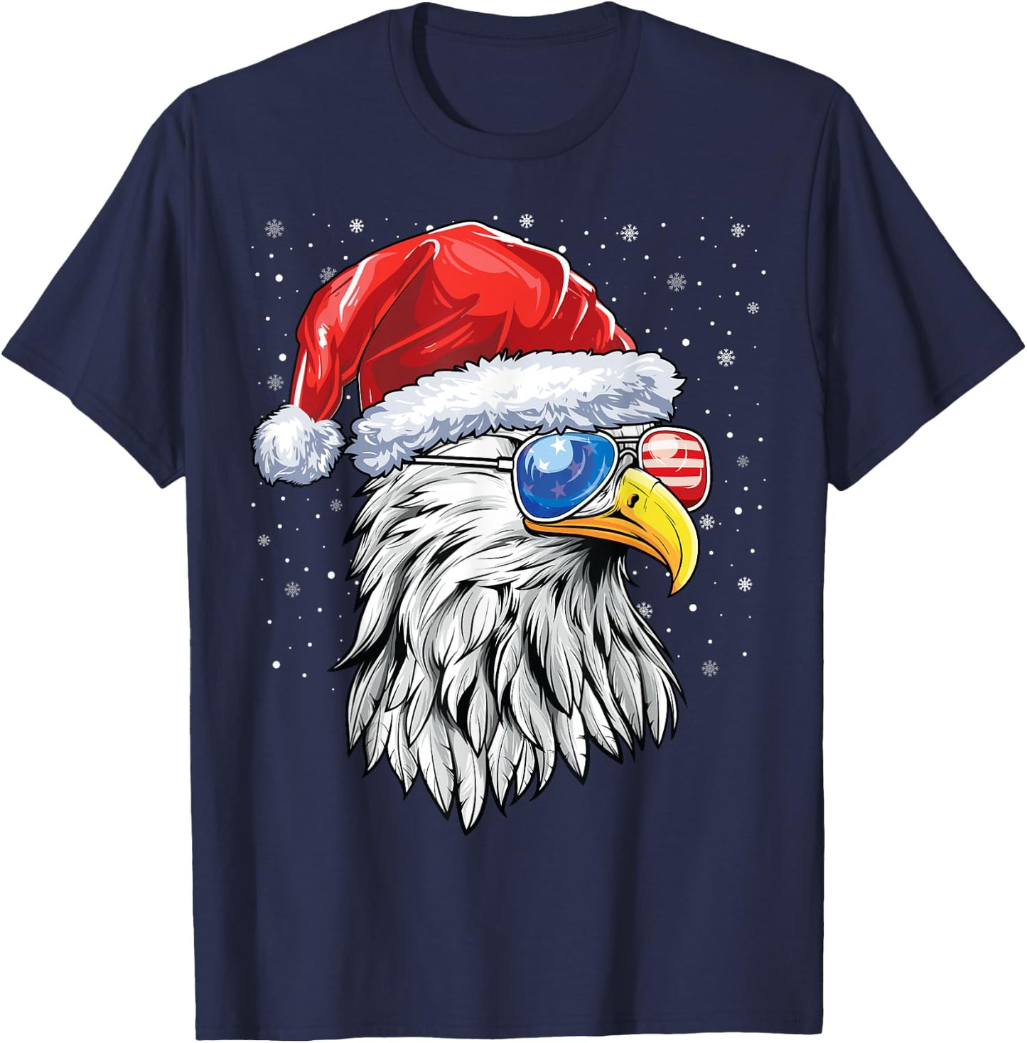 Santa Bald Eagle Shirt Men USA Flag Christmas Patriotic T-Shirt - T-Shirt | Navy