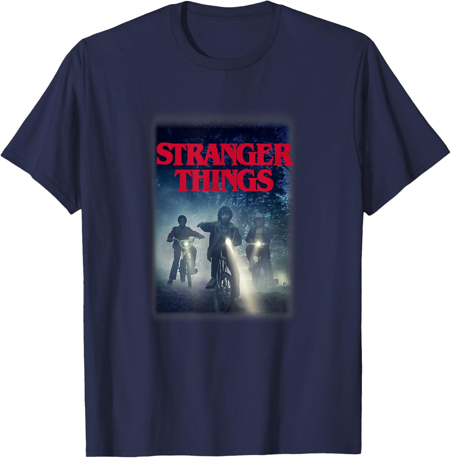 Stranger Things Searching For Will Byers Group Bike Poster T-Shirt - T-Shirt | Navy