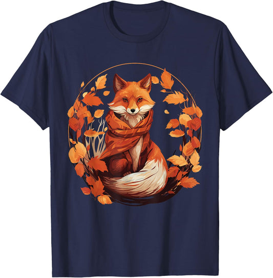 Cottagecore Fox Fall Vibes Thanksgiving Women's Graphic T-Shirt - T-Shirt | Navy