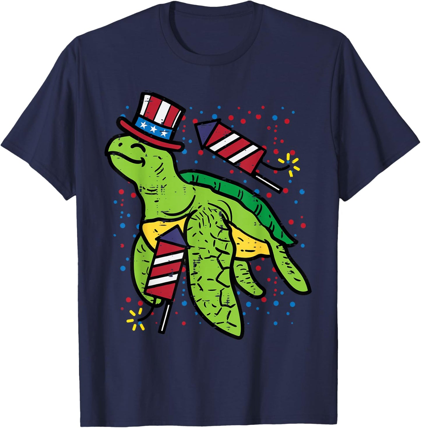 4th Of July Sea Turtle American Flag America Men Women Kids T-Shirt - T-Shirt | Navy