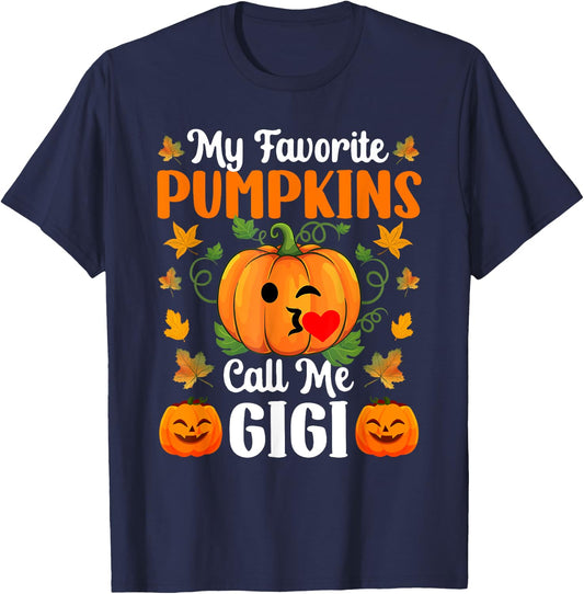 My Favorite Pumpkins Call Me Gigi Shirt Funny Halloween T-Shirt - T-Shirt | Navy