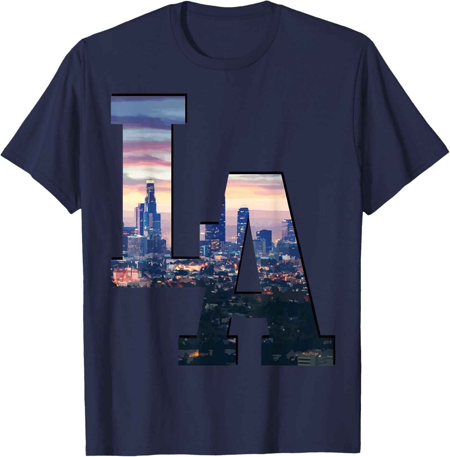 Los Angeles LA Skyline Vintage California LA T-Shirt - T-Shirt | Navy
