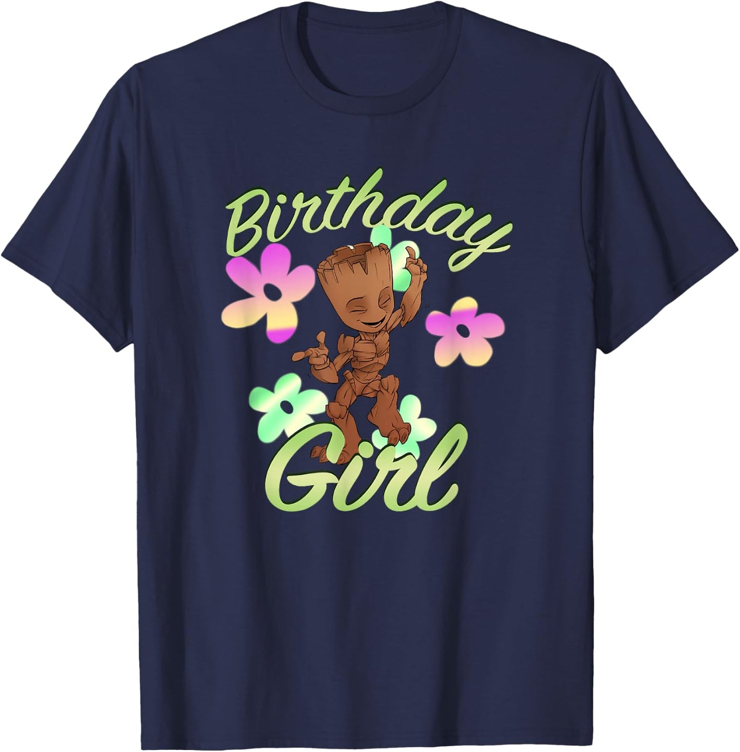 Marvel Groot Birthday Girl Floral Dance T-Shirt - T-Shirt | Navy