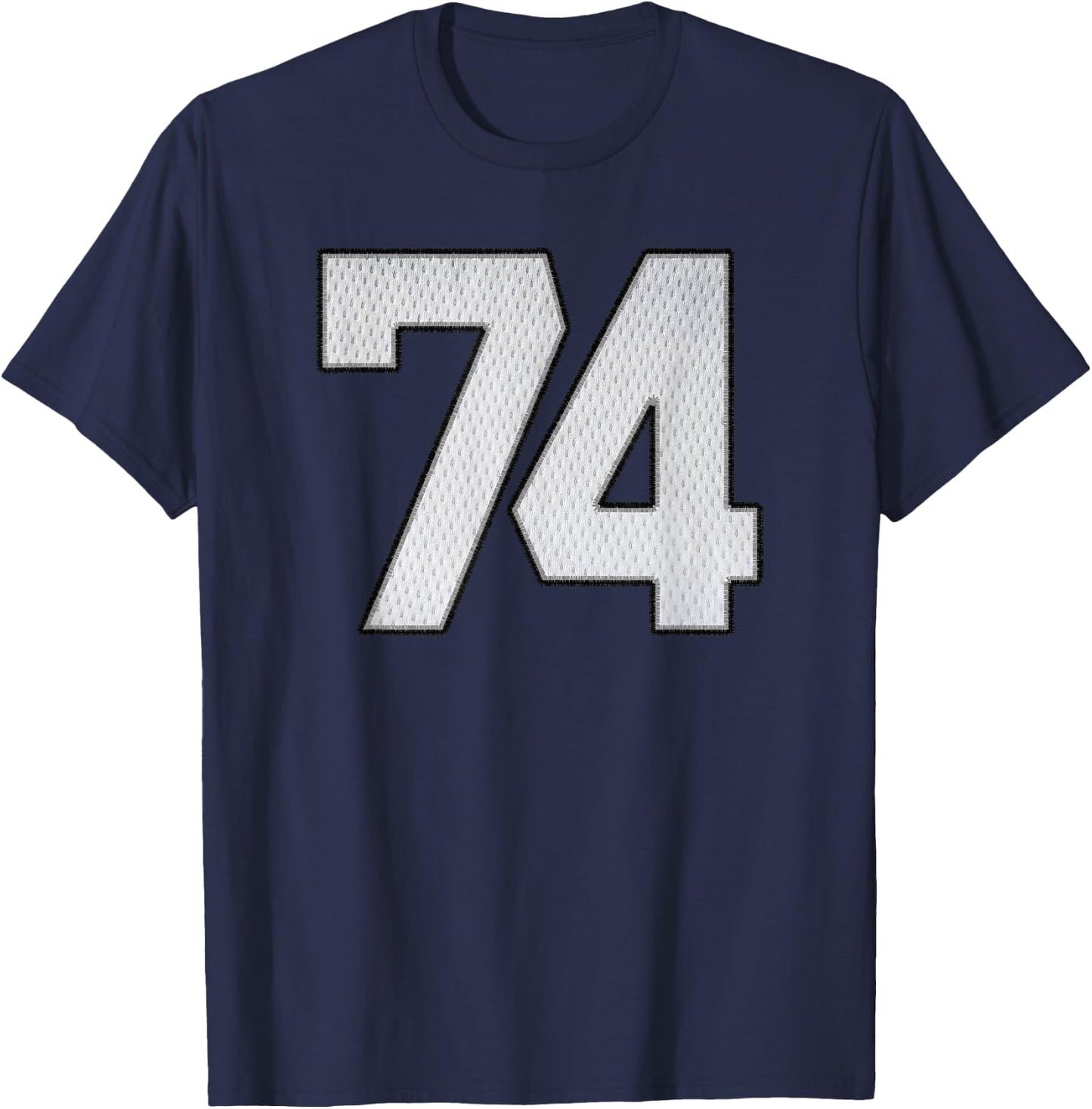 White Jersey Number 74 Athlete Sports Supporter Fanwear T-Shirt - T-Shirt | Navy