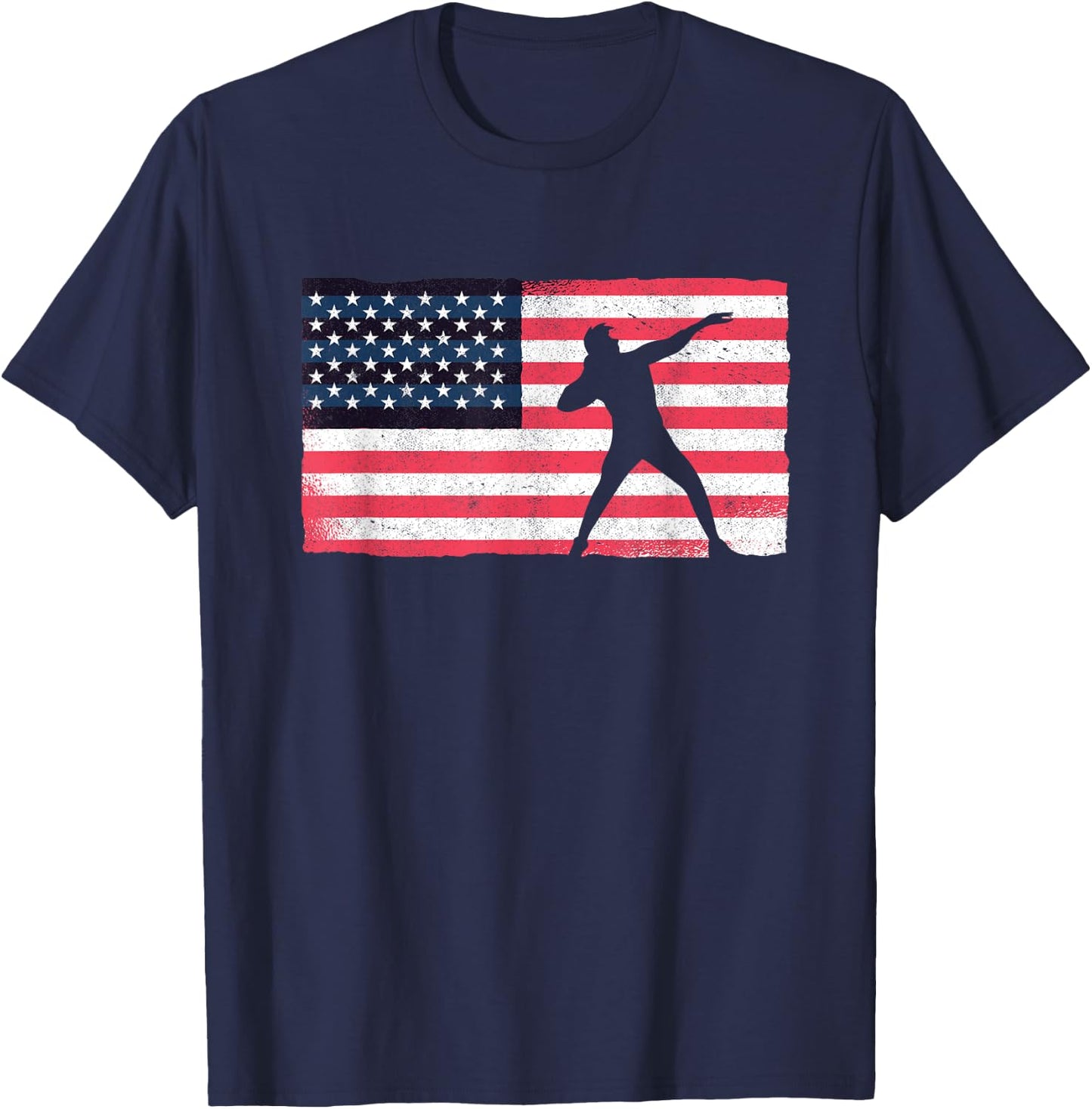 Shot Putter American Flag USA Throw Track And Field Shot Put T-Shirt - T-Shirt | Navy
